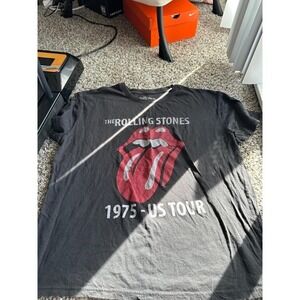 The Rolling Stones 1975 US Tour Graphic T-Shirt XXL Black Short Sleeve Rock Tee